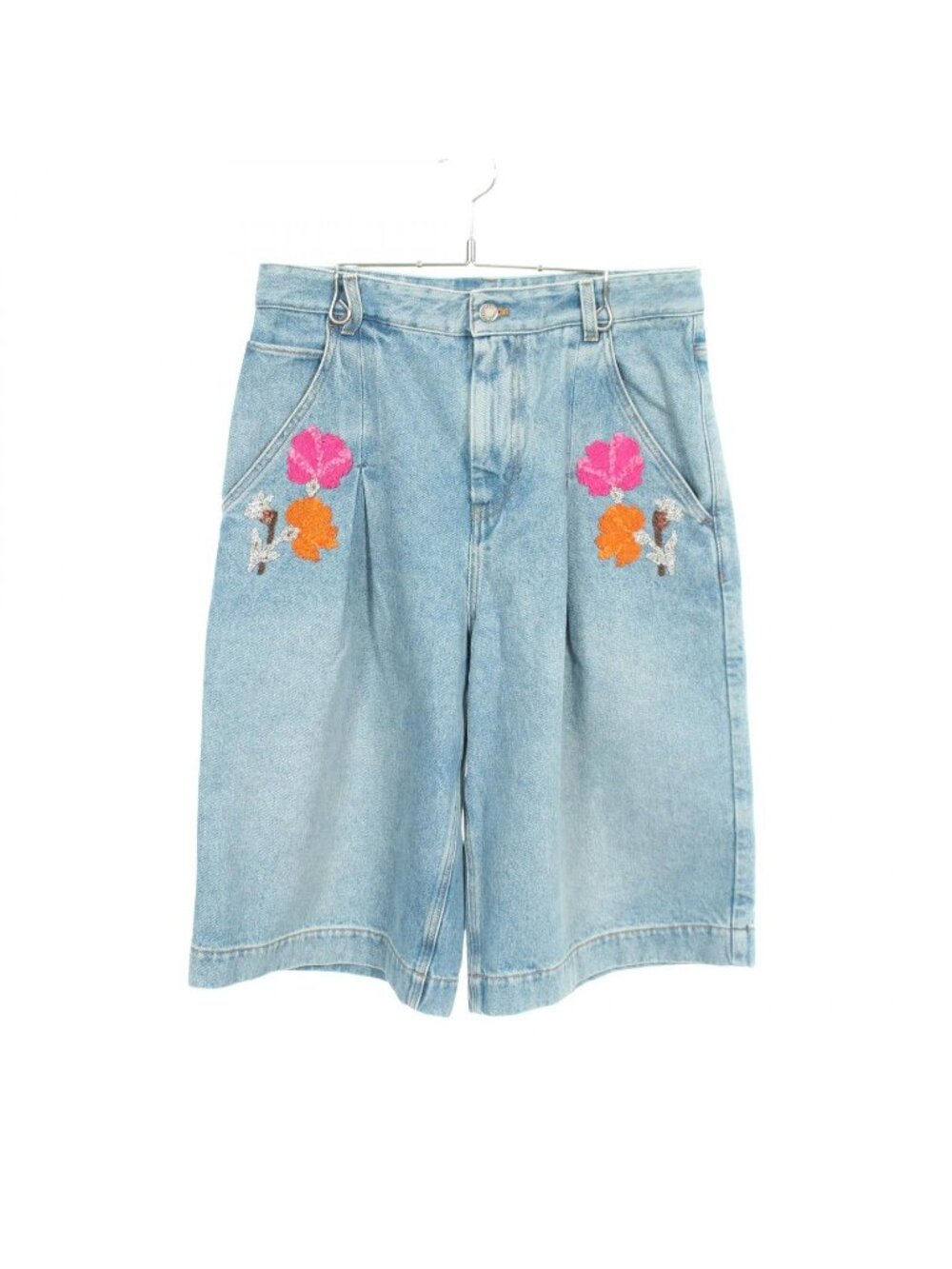Louis Vuitton Denim Flower Embroidery Shorts Cotton